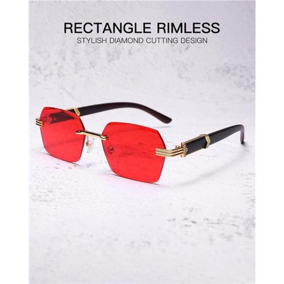 Rimless Rectangle Sunglasses A10 Pack Clear + Red + Grey - Picture 5 of 5
